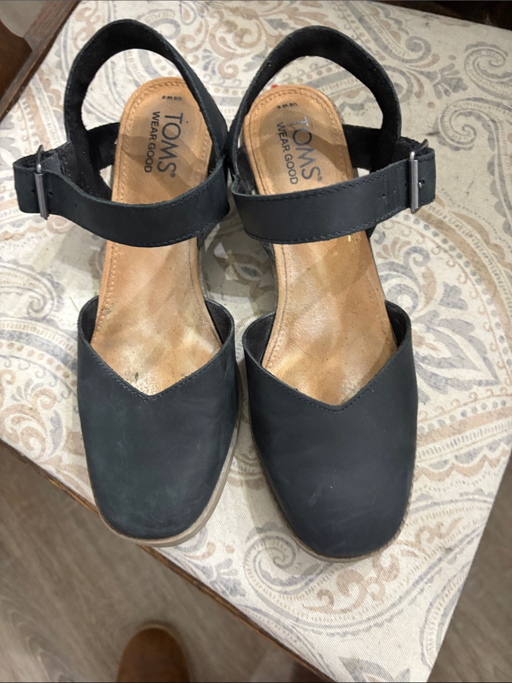 Toms Black Women's Ankle-Strap Closed-Toe Mules